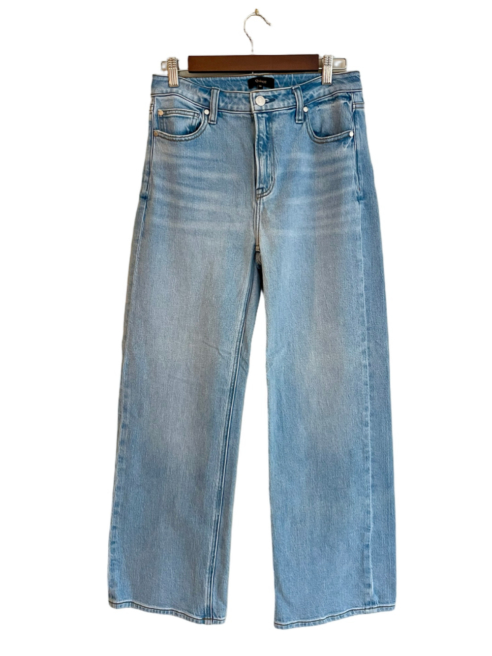 Quince Ultra Stretch High Rise Wide Leg Jeans Size 29 Light Wash Organic Cotton